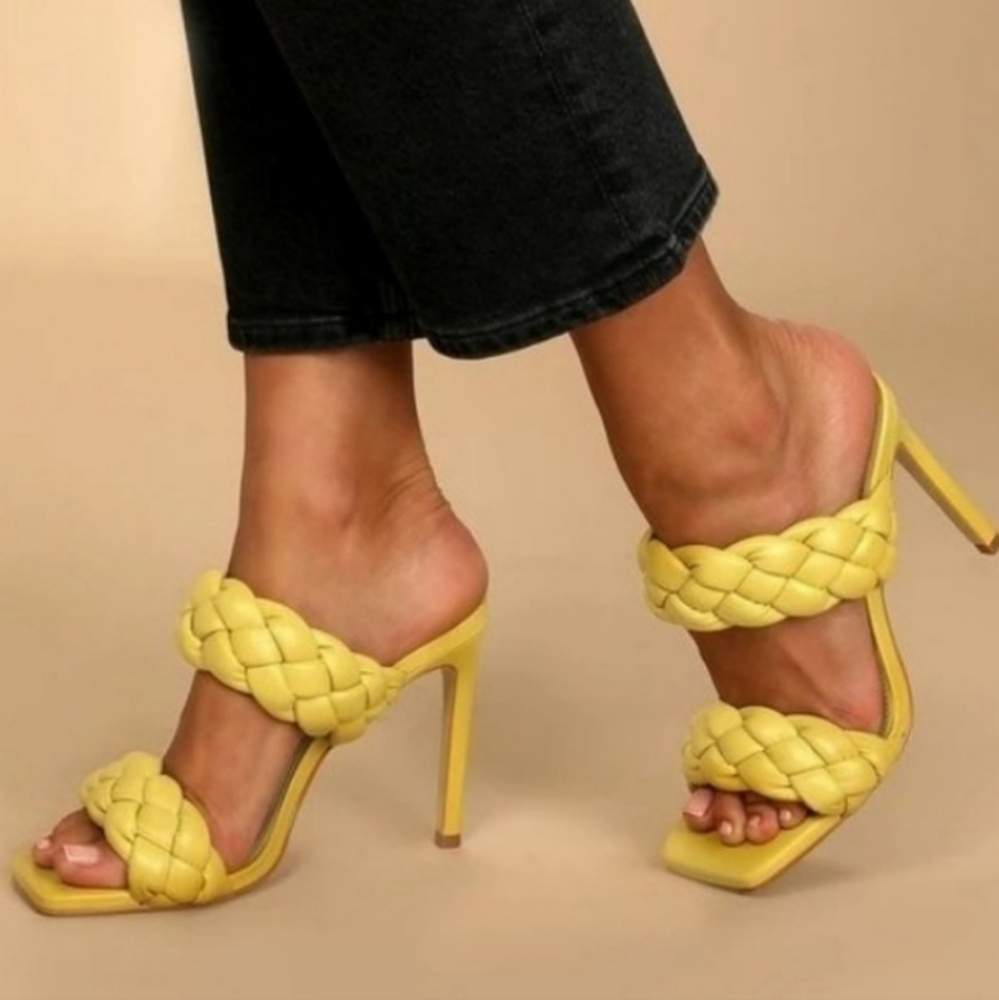 Steve Madden | NWOT Kenley Citron Braided High Heel Sandals Slide-on